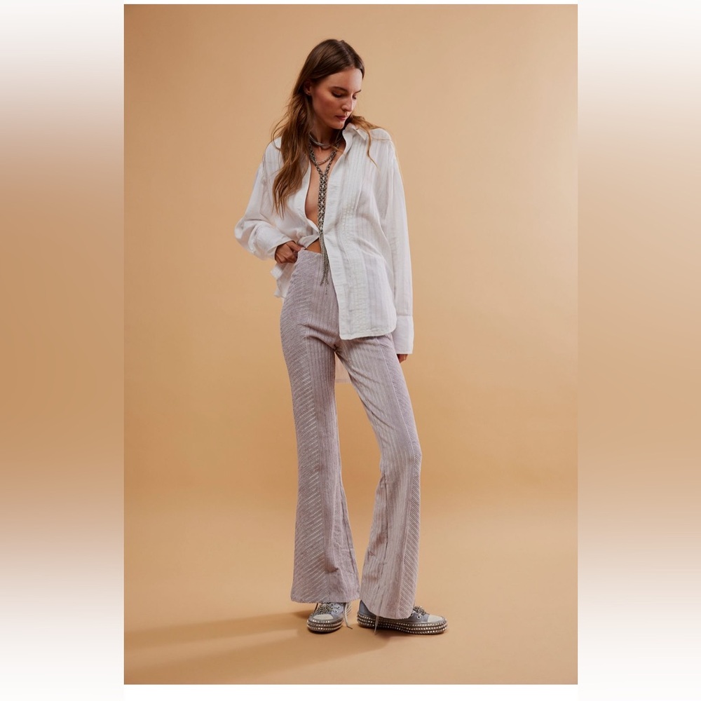 Free people Slim flare velvet pull on pants in color raindrops